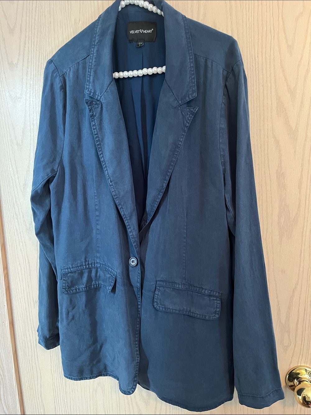 Velvet Heart Navy Single-Button Blazer